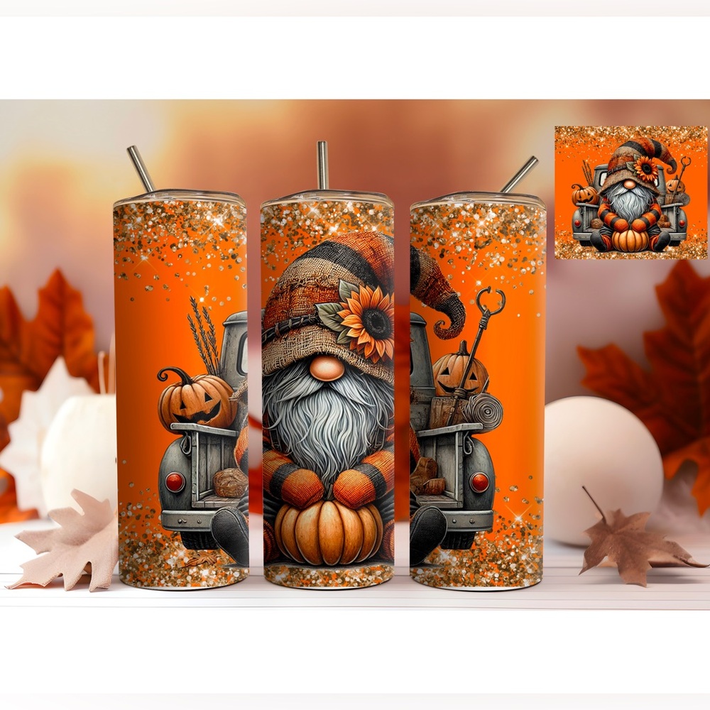 (1) Fall Gnome Tumbler,  Autumn Tumbler